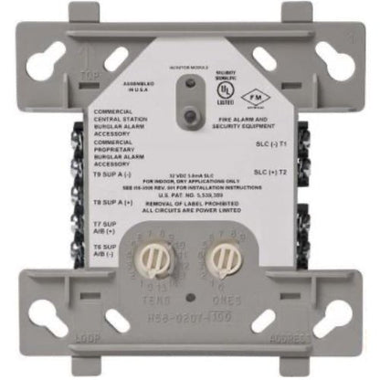 Notifier NDM-100 network display module showing dual monitor screens with indicator lights and connection ports.