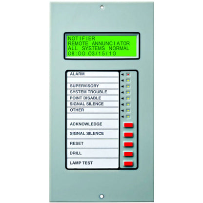 Notifier LCD2-80 80-character LCD mimic annunciator for fire alarm systems, featuring a clear liquid crystal display.