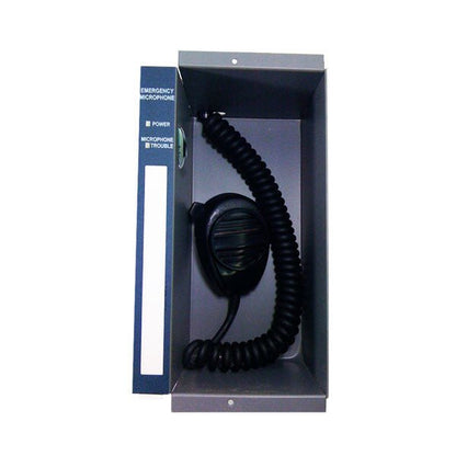 Notifier RM-1 remote microphone module for fire alarm systems, shown with connection ports and compact design.