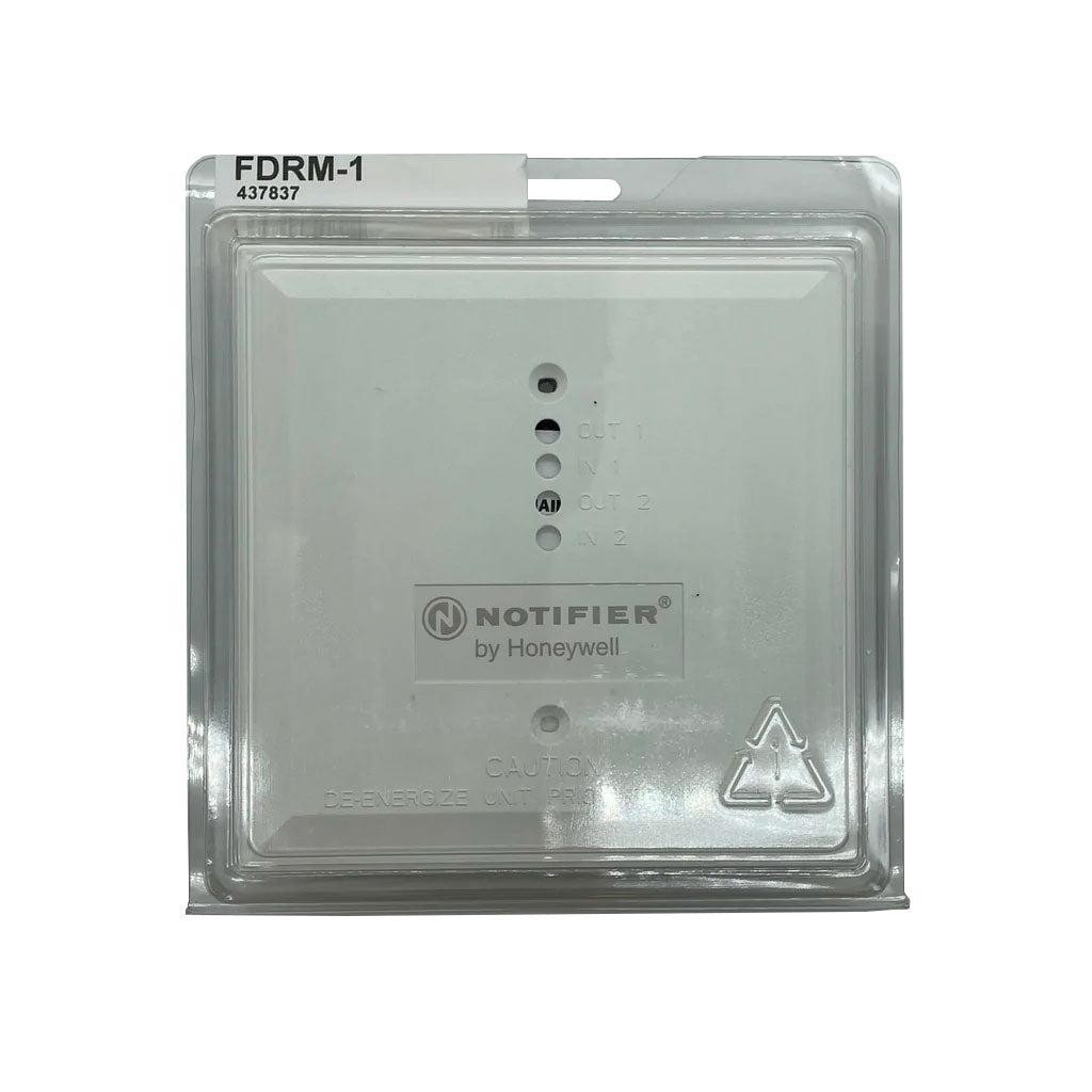 Notifier FDRM-1 dual relay monitor module for fire alarm systems with multiple input and output connections.