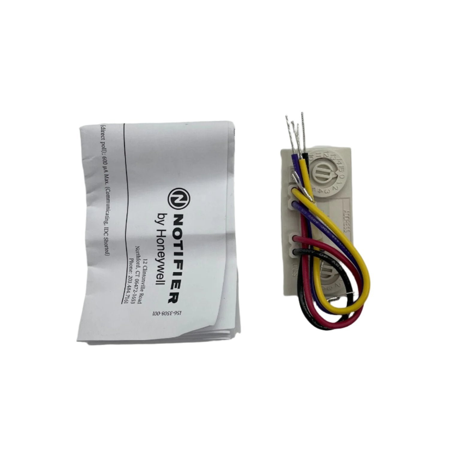 Notifier FMM-101 addressable monitor module, compact device with wiring terminals for fire alarm system monitoring