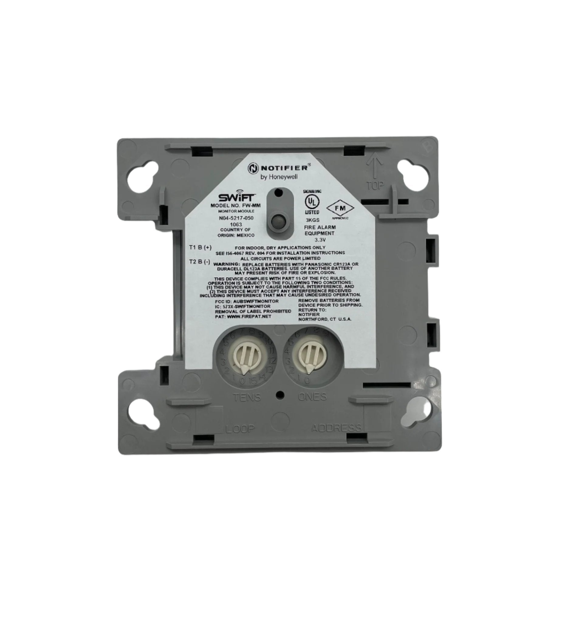 Notifier FW-MM FireWatcher maintenance module for fire alarm systems, wireless addressable monitor module device.