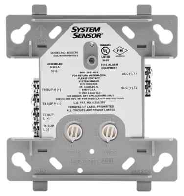 System Sensor M500DM fire alarm with digital display and sensor components, mounted on a wall.