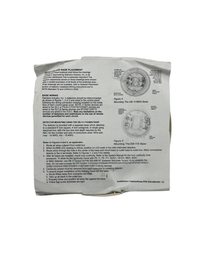 Siemens DB-11 fire alarm surface-mount base, low-profile design, for easy installation in safety and security systems.