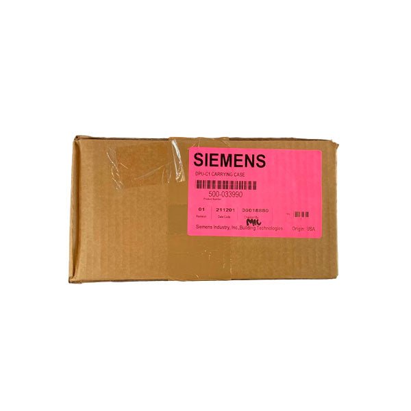 Siemens DPU-C1 fire alarm carrying case, durable black protective box for Siemens fire alarm device with handle and secure latches.