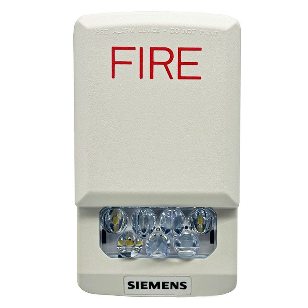 Siemens SL2SWW-F fire alarm strobe for wall mounting with clear lens, used for alerting in safety systems
