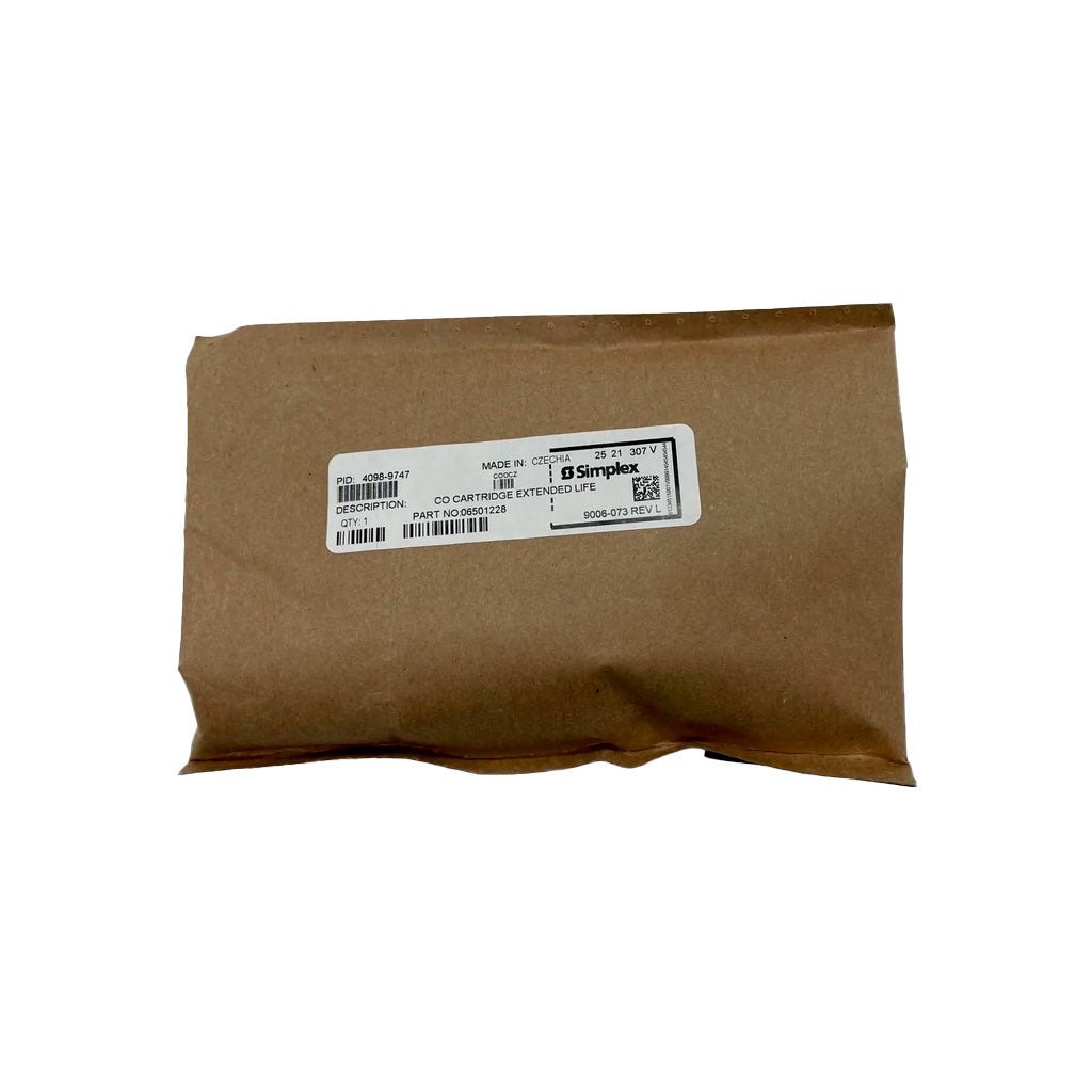 Simplex 4098-9747-CO replacement cartridge for fire alarm carbon monoxide detectors, shown in the image.