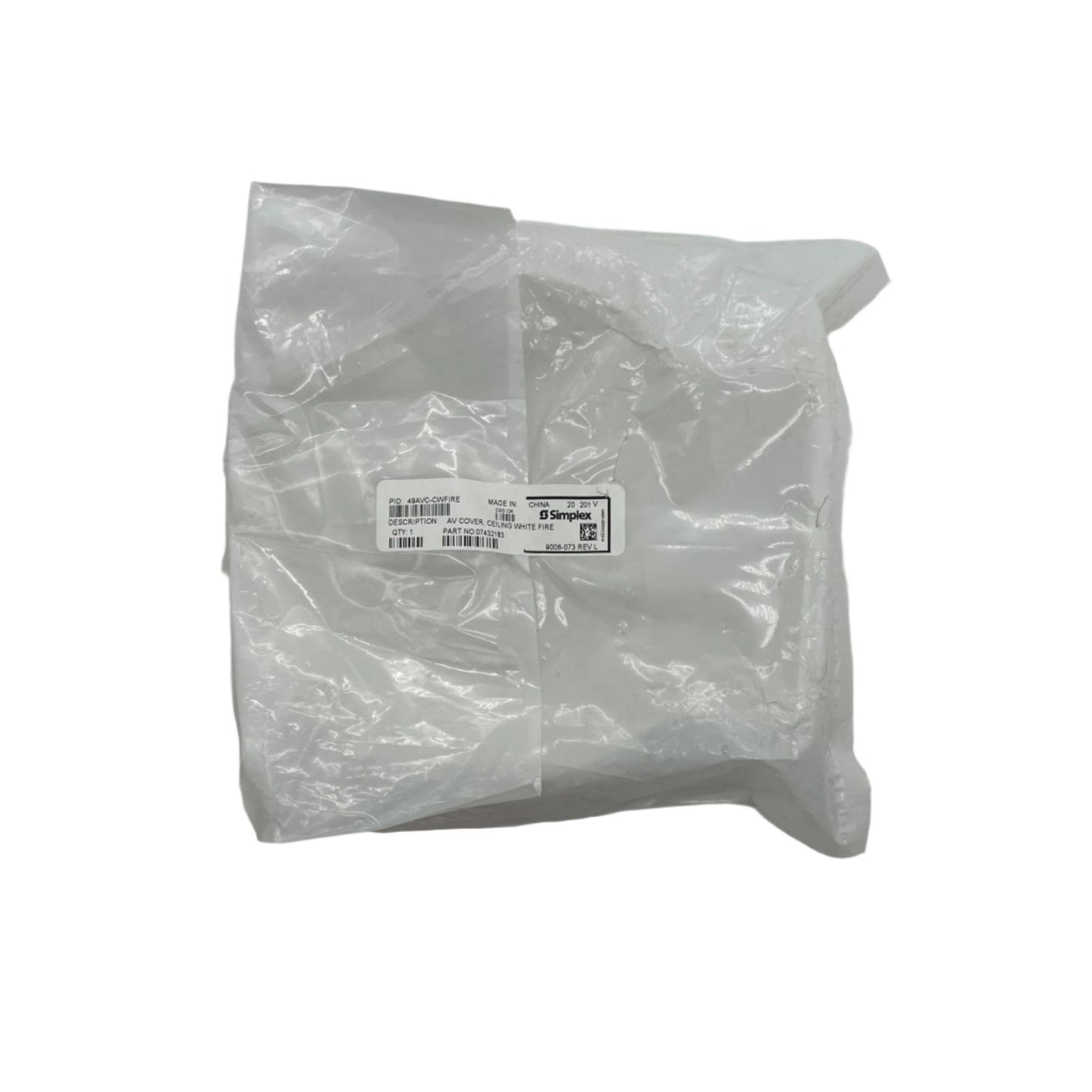 Simplex 49AVC-CWFIRE fire alarm cover with clear labeling and protective design for Simplex fire alarm system.