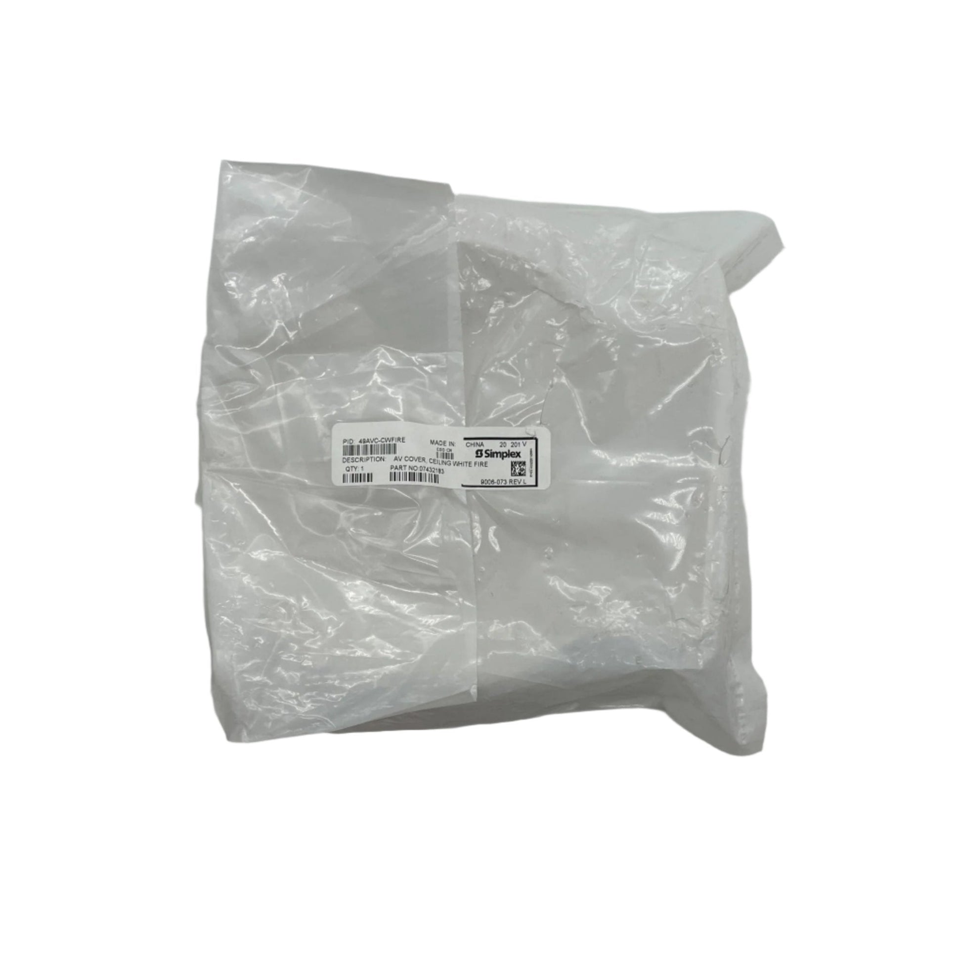 Simplex 49AVC-CWFIRE fire alarm cover with clear labeling and protective design for Simplex fire alarm system.