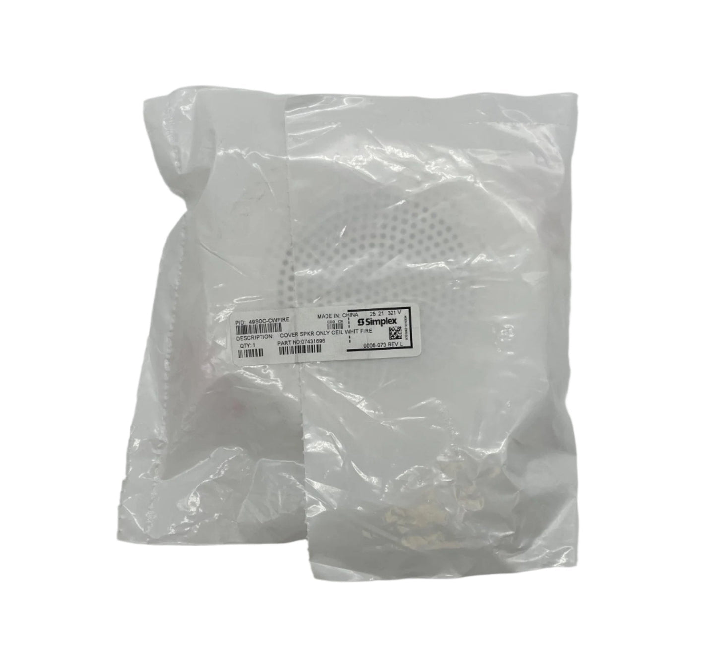 Simplex 49SOC-CWFIRE fire alarm cover with speaker, designed for Simplex fire alarm systems.