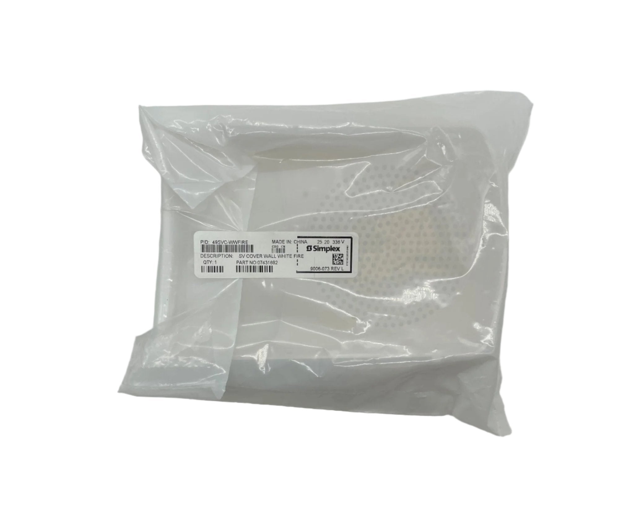 White cover for Simplex 49SVC-WWFIRE fire alarm, designed to protect and conceal the device for safety and aesthetic purposes.