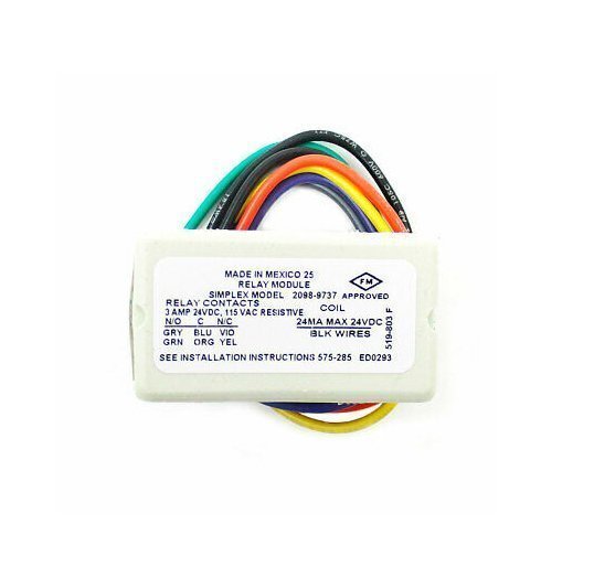 Simplex 2098-9737 fire alarm with dual relay contact, featuring a compact design and reliable safety features.
