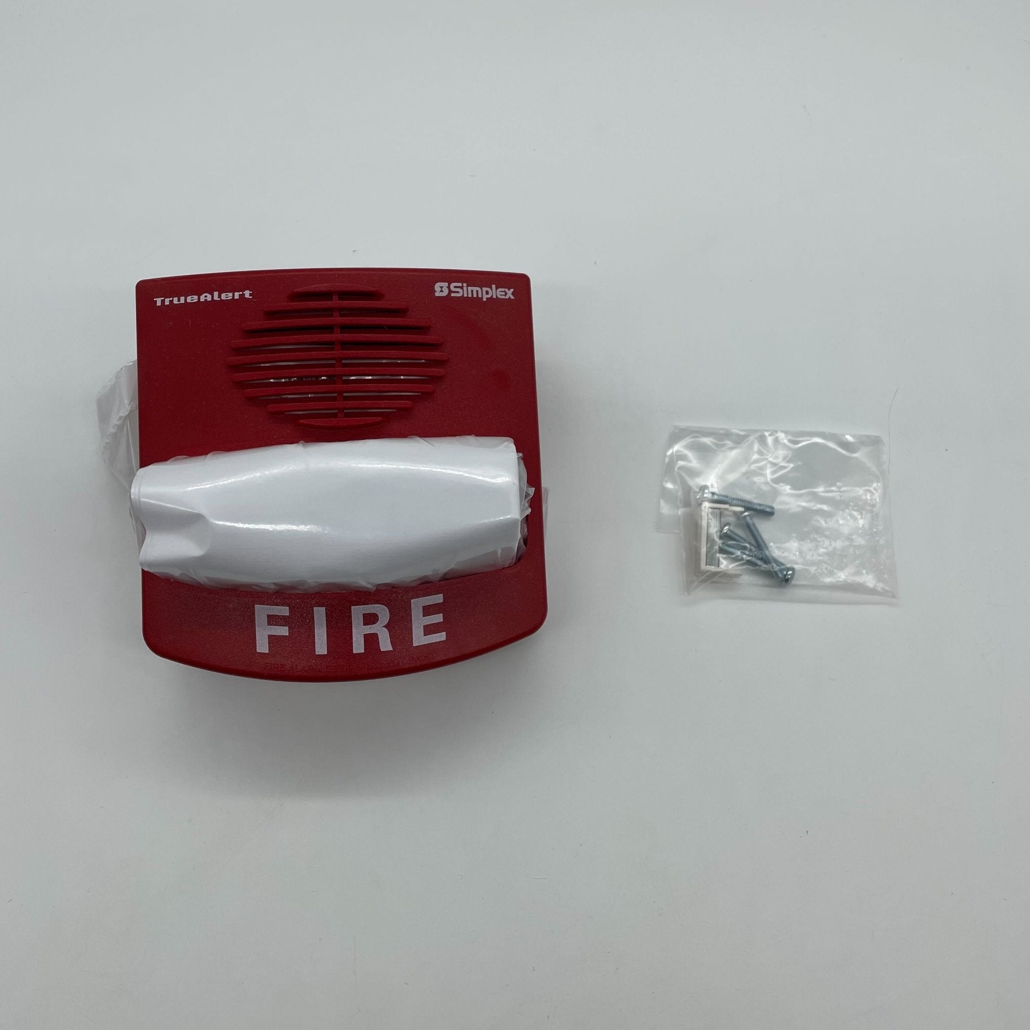 Simplex 49CMTV-WRF fire alarm horn-strobe in white, non-addressable TrueAlert model with visual and audible alert features.