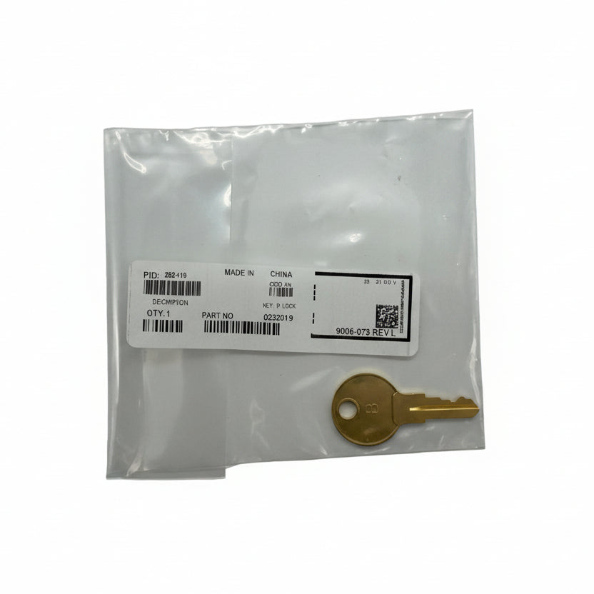 Simplex 252-019 fire alarm pull station key for B lock, shown on a white background.
