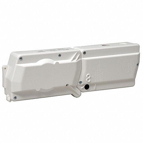 System Sensor D4120W duct smoke detector for fire alarm systems, mounted on a ceiling with wiring visible.