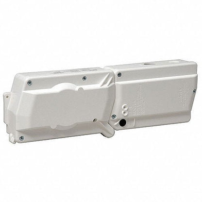 System Sensor D4120W duct smoke detector for fire alarm systems, mounted on a ceiling with wiring visible.