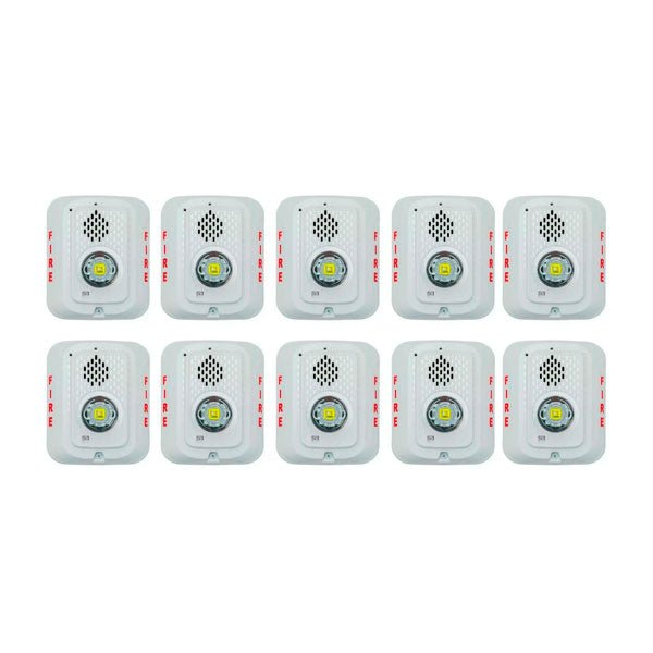System Sensor P2WLED-BP10 fire alarm with LED strobe and horn for fire safety and alert signaling.