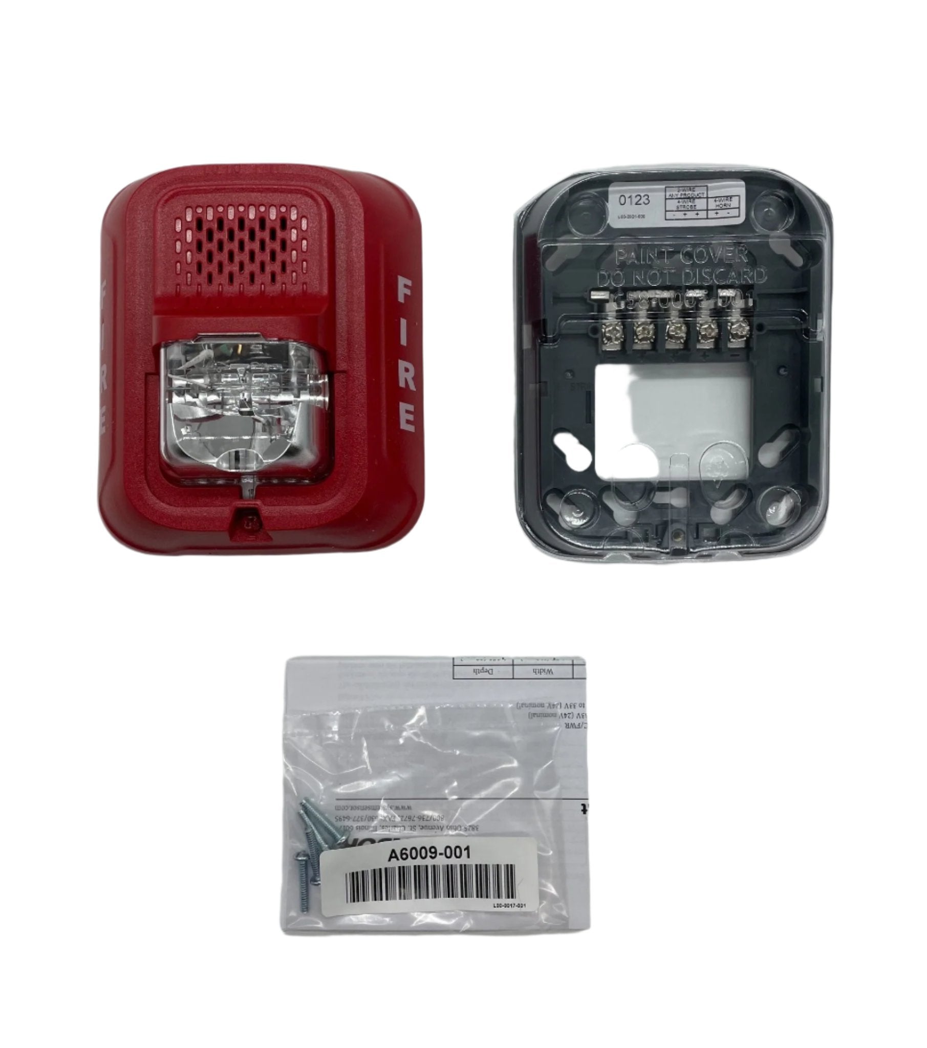 System Sensor P4RL fire alarm horn strobe with bright flashing light and loud siren for emergency alerting in safety systems.