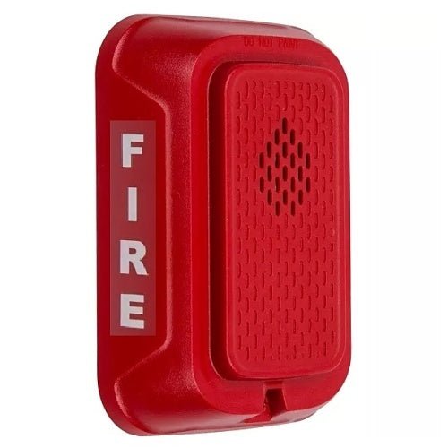 Outdoor compact wall-mounted horn alarm by System Sensor, part of the HGRKL fire alarm series with a sleek design and loud alerting sound.