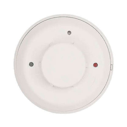 System Sensor 2WTR-B fire alarm smoke detector with thermal sensor, mounted on ceiling with its sleek design visible.