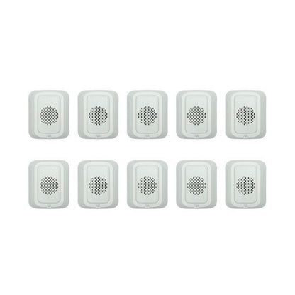 System Sensor HWL-LF-BP10 fire alarm sounder bulk pack with 10 units, mounted on a wall for fire safety detection.