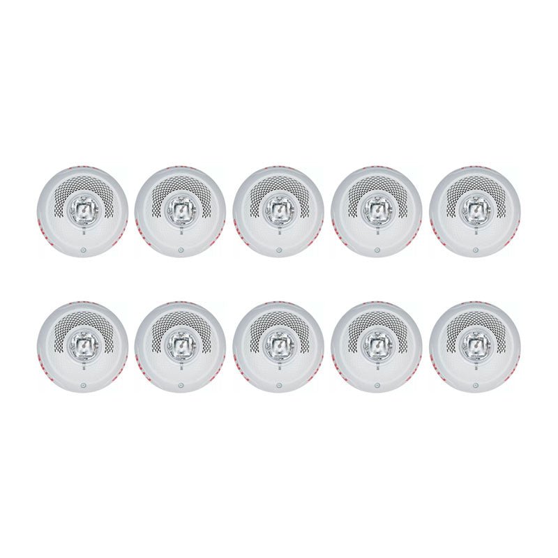 System Sensor SPSCWLED-BP10 fire alarm speaker strobe bulk pack with 10 units, black finish, for fire safety notification.