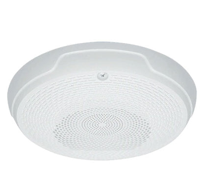 System Sensor SPCWL fire alarm speaker, white plastic enclosure with mounting bracket and wiring for emergency alert systems.