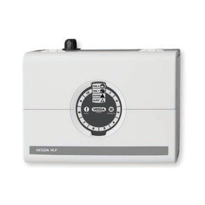 Vesda VLF-500-00-UL aspirating smoke detector for fire alarm systems, black device with multiple sampling points