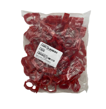 Vesda VP-CLIP-US pipe support clamp for fire alarms, black plastic clip with 50 units in a bag, compatible with Vesda fire alarm systems.